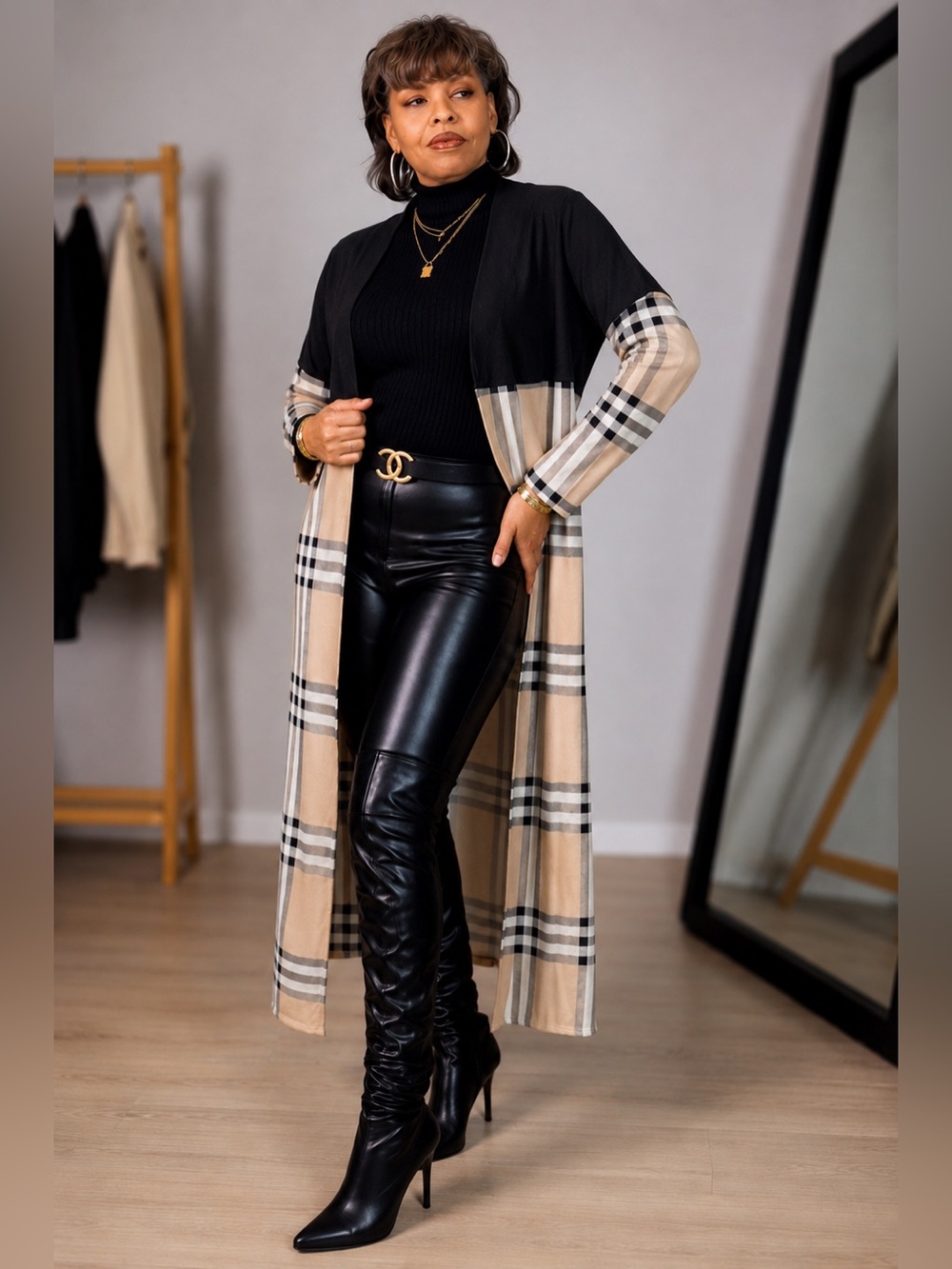 Classic Plaid Luxe Duster Cardigan